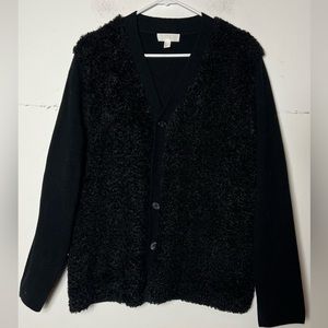 COŚ Black Sherling Button Up Sweater Size Large